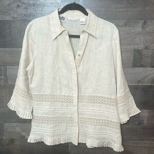 Nice Tan Richard Malcolm %100 Irish Linen Button Down Top
